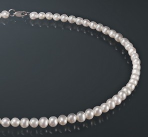 Ожерелье из жемчуга б650г40с: белый пресноводный жемчуг, серебро 925°