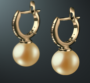 Золотые серьги с жемчугом без вставок с-92007-жз: золотистый морской жемчуг, золото 585°